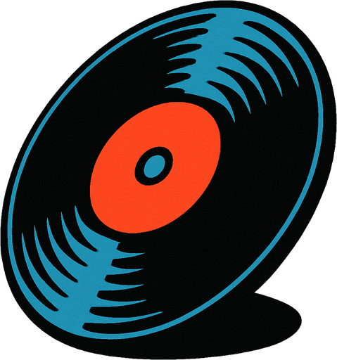 Disco de vinido en vista de 1/4.
In-Game asset.  2d.  High contrast.  No shadows