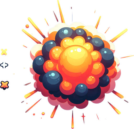2d explosion.
Single Game Texture. In-Game asset. 2d. Blank background. High contrast. No shadows. realistic.