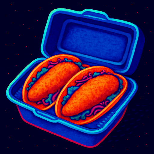 Two fish tacos in a to go box.