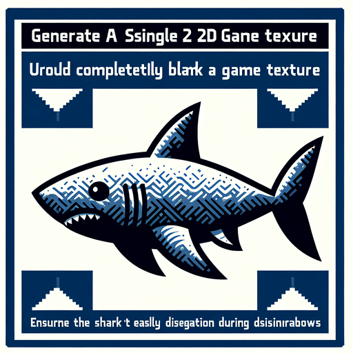 Shark.
Single Game Texture.  In-Game asset.  2d.  Blank background.  High contrast.  No shadows