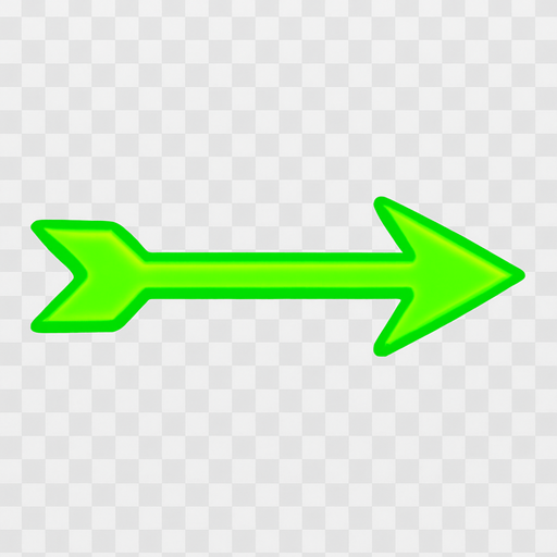 a Bright Green weapon arrow pointing horizontally. transparent
In-Game asset.  2d.  High contrast.  No shadows