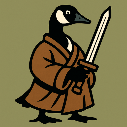 Canadian Goose in robe with sword.
In-Game asset.  2d.  High contrast.  No shadows