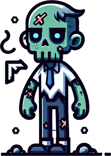 zombi karakteri tasarla animasyon ve çizgi filim olsun çocuksu olsun.
Single Game Texture.  In-Game asset.  2d.  Blank background.  High contrast.  No shadows