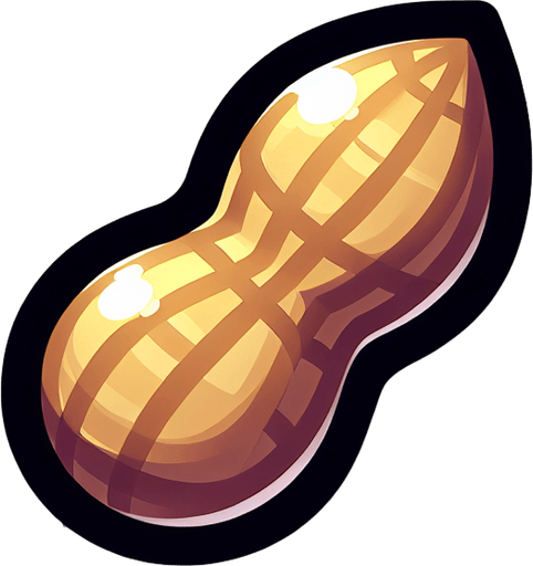 A delicious peanut..
Single Game Texture. In-Game asset. 2d. Blank background. High contrast. No shadows.