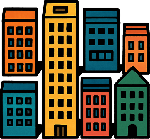 buildings seen from the side of the road from a bird's eye view, but do not draw the road, the buildings should be vertical and unlimited from above.
In-Game asset.  2d.  High contrast.  No shadows