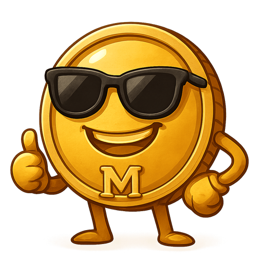 Golden memecoin with sunglasses