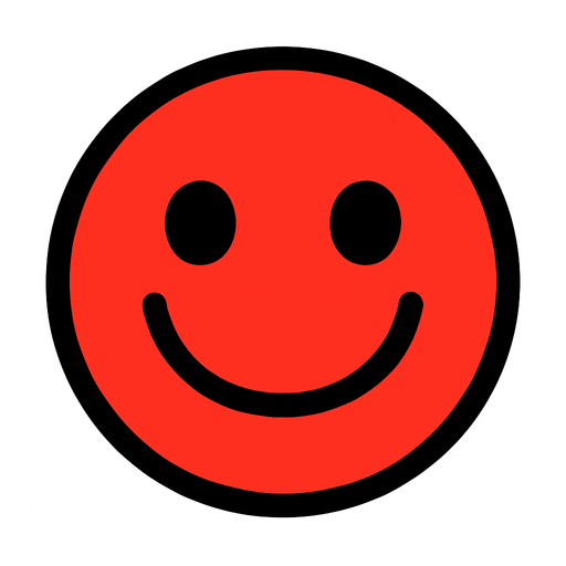 red circle with smile.
In-Game asset.  2d.  High contrast.  No shadows