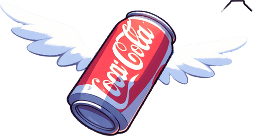 flying soda can, NO WINGS!.
Single Game Texture.  In-Game asset.  2d.  Blank background.  High contrast.  No shadows