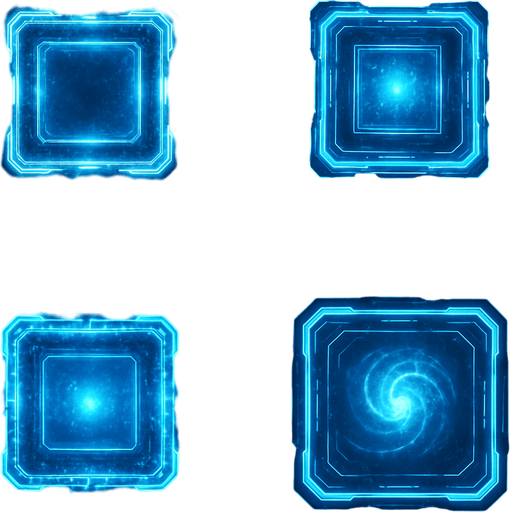 2x2 Sprite Sheet of futuristic blue energy square.
Seen from above.
