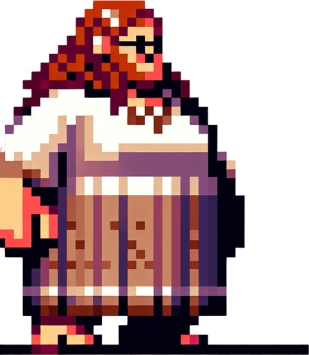 a pixelated fat lady.
Single Game Texture. In-Game asset. 2d. Blank background. High contrast. No shadows.