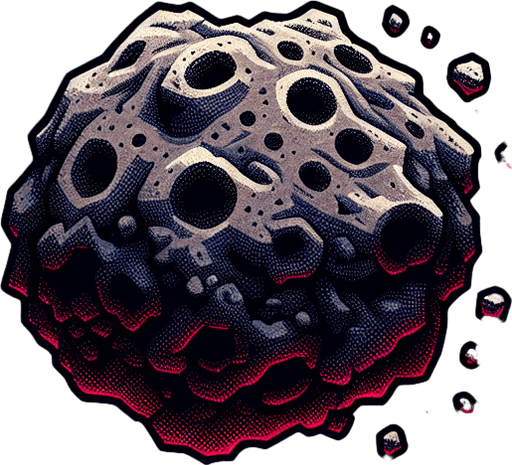 asteroid.
Single Game Texture. In-Game asset. 2d. Blank background. High contrast. No shadows.