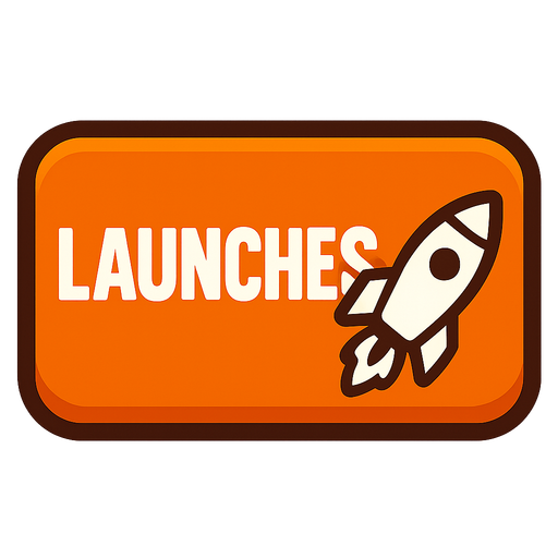 Launches button.
In-Game asset.  2d.  High contrast.  No shadows