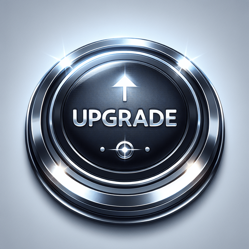 a button saying 'upgrade'.
In-Game asset. 2d. Blank background. High contrast.