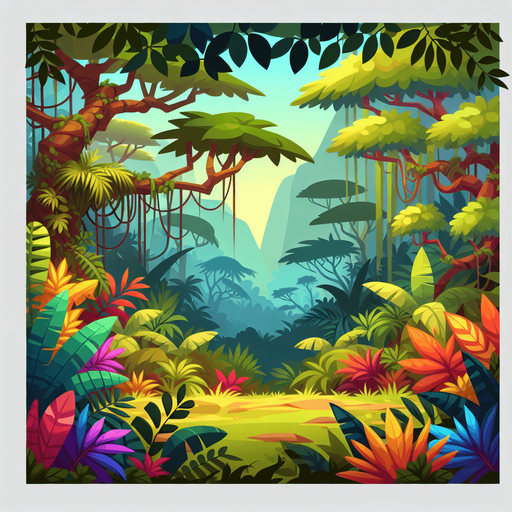 jungle.
Single Game Texture.  In-Game asset.  2d.  Blank background.  High contrast.  No shadows