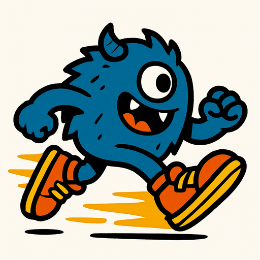 Monster with very fast shoes.
In-Game asset.  2d.  High contrast.  No shadows