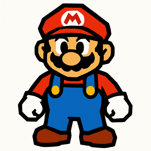 marıo.
In-Game asset.  2d.  High contrast.  No shadows