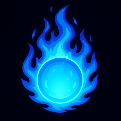 create cool blue fire ball.
In-Game asset.  2d.  High contrast.  No shadows