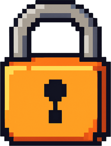 lock pixel art.
In-Game asset.  2d.  High contrast.  No shadows