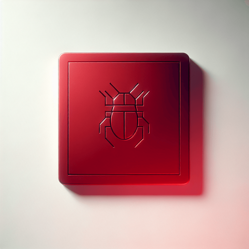 Bug Tile: A clean and sleek square tile with a soft red surface, subtly tinted to evoke a futuristic aesthetic. A barely noticeable, thin red border defines the edges, giving it a polished and minimal appearance. Within the tile, faintly visible and almost imperceptible, is the outline of a bug seen from above, blending seamlessly with the red surface. The design maintains a pristine and subtle aesthetic, representing a hidden bug tile within a computer system.
Single Game Texture. In-Game asset. 2d. Blank background. High contrast. No shadows.