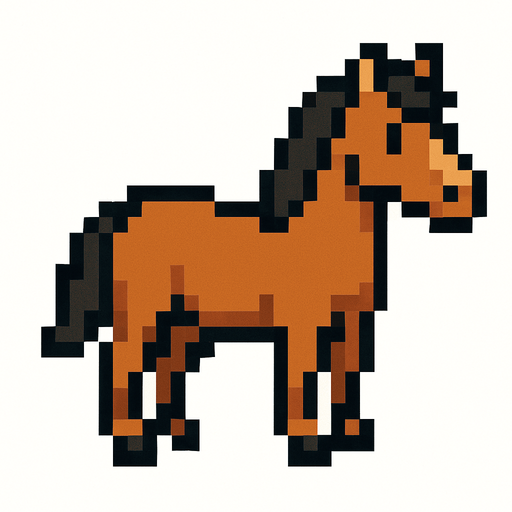 Horse pixel.
In-Game asset.  2d.  High contrast.  No shadows