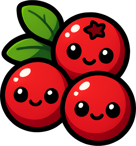 Cranberry’s with cute face.
In-Game asset.  2d.  High contrast.  No shadows