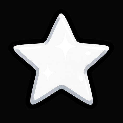 white shiny star.
In-Game asset.  2d.  High contrast.  No shadows