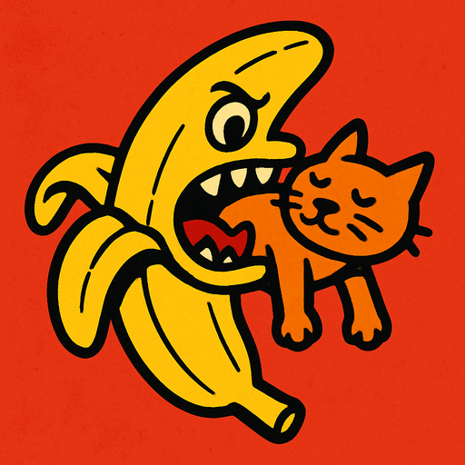 kedi yiyen aç muz.
In-Game asset.  2d.  High contrast.  No shadows