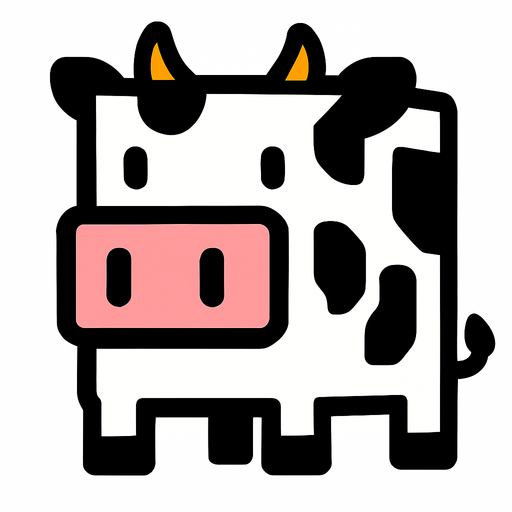 cow but square.
In-Game asset.  2d.  High contrast.  No shadows