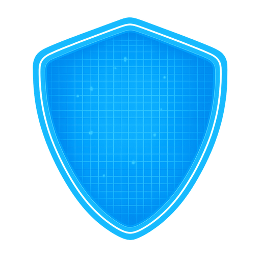Blue hologram shield. No background. Transparent background. Blank background. No shadows. 2d. In-Game asset. flat