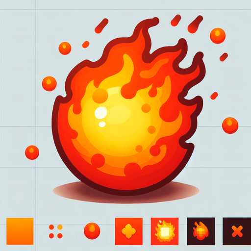 orang fire ball light.
Single Game Texture.  In-Game asset.  2d.  Blank background.  High contrast.  No shadows