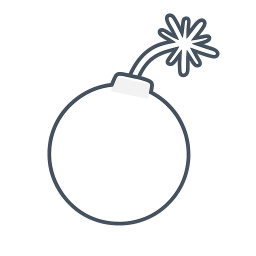 White simple little bomb. No background. Transparent background. Blank background. No shadows. 2d. In-Game asset. flat