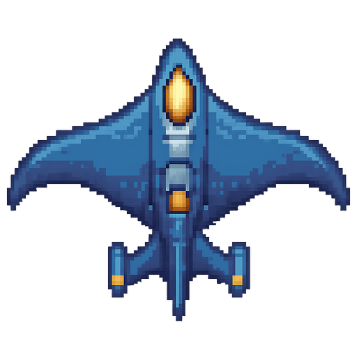 top down 32 bit image manta ray air warplane.
In-Game asset.  2d.  High contrast.  No shadows