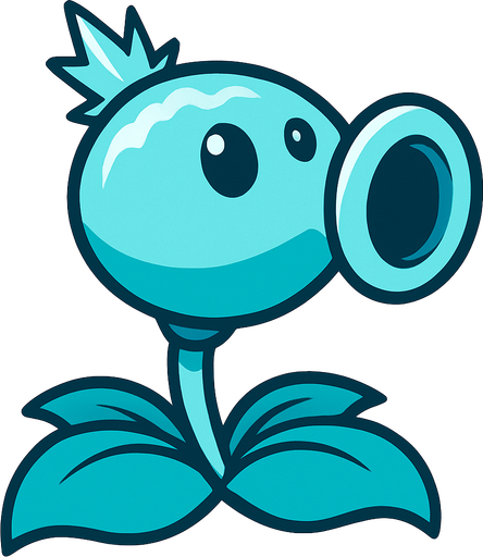ıcepeasshooter plants vs zombies.
In-Game asset.  2d.  High contrast.  No shadows