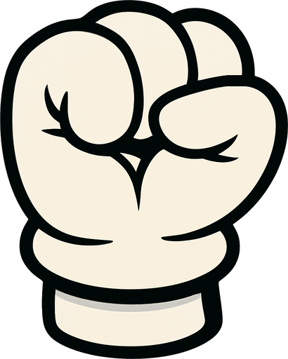 White glove curled into a fist.
In-Game asset.  2d.  High contrast.  No shadows