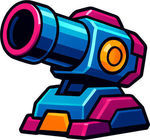 space shooter cannon.
In-Game asset.  2d.  High contrast.  No shadows
