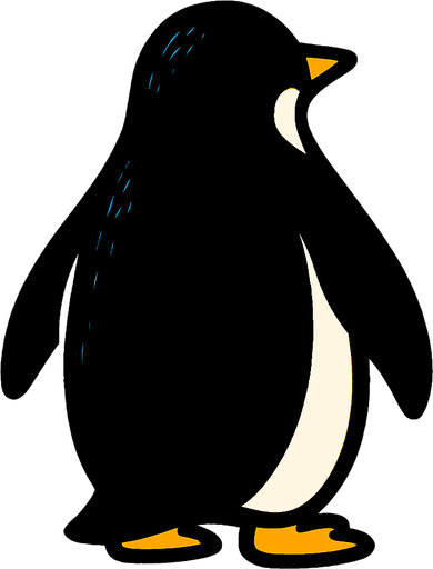 penguenin arkası dönük olsun.
In-Game asset.  2d.  High contrast.  No shadows