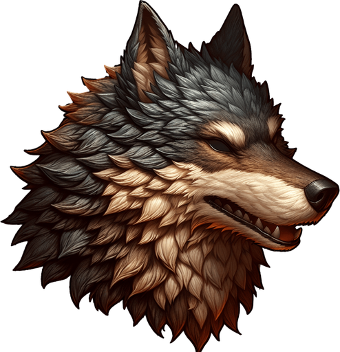 Wolf skin hat.
Single Game Texture.  In-Game asset.  2d.  Blank background.  High contrast.  No shadows