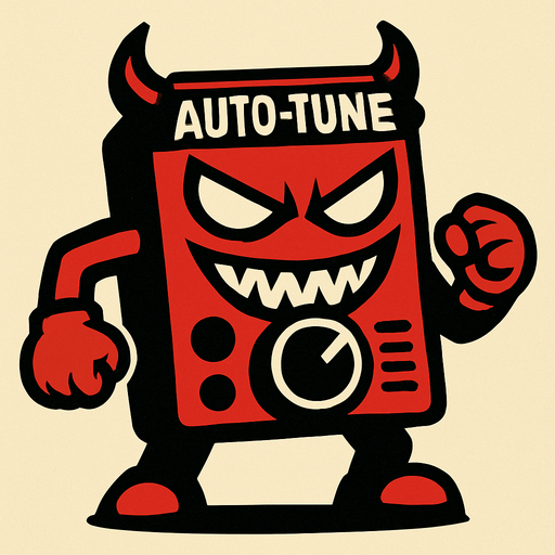 Autotune malicioso personificado como enemigo.
In-Game asset.  2d.  High contrast.  No shadows