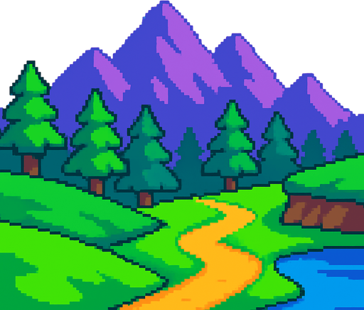 creame un paisage pixer de 2048x2732.
In-Game asset.  2d.  High contrast.  No shadows