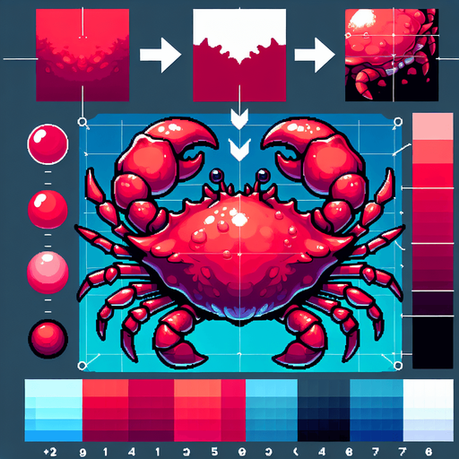 red crab 2d 32 bit.
Single Game Texture.  In-Game asset.  2d.  Blank background.  High contrast.  No shadows