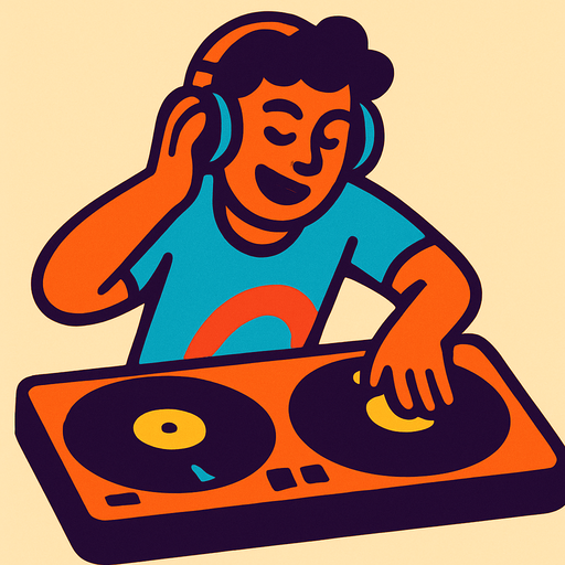 DJ ritmico.
In-Game asset.  2d.  High contrast.  No shadows