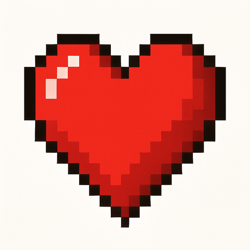 Pixel kalp.
In-Game asset.  2d.  High contrast.  No shadows