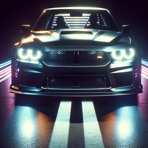 front of a car with a silouhete of a driver.
video game style