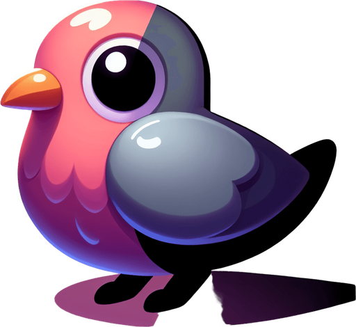 pigeon without shadow.
Single Game Texture.  In-Game asset.  2d.  Blank background.  High contrast