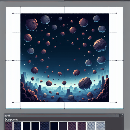 A background image of asteroids in space
Single Game Texture. In-Game asset. 2d. Blank background. High contrast. No shadows.