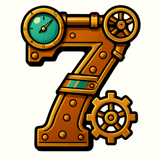 numero 7 en estilo steampunk.
In-Game asset.  2d.  High contrast.  No shadows