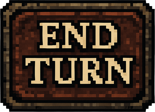 End turn button fark souls style 2d pixel art.
In-Game asset.  2d.  High contrast.  No shadows