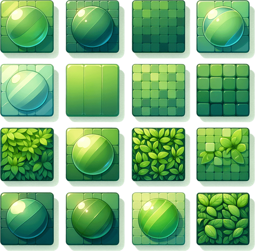 2D pack of smooth clean green texture, square texture images, Flat.
Single Game Texture.  In-Game asset. 2D. HD colors.  Blank background.  High contrast. shadow off. flat. no text in the images. no description.