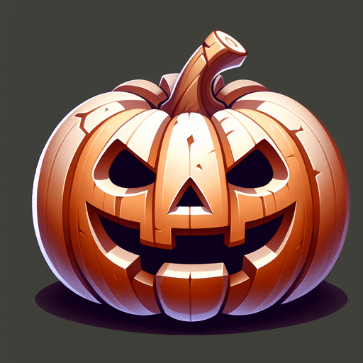 stylized halloween pumpkin.
Single Game Texture. In-Game asset. 2d. Blank background. High contrast. No shadows.