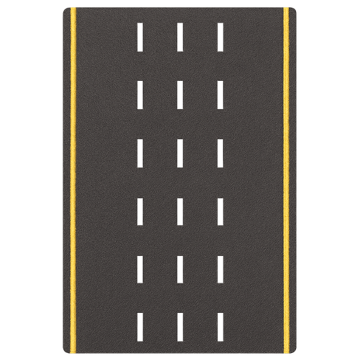 A tarmac road, with 3 lanes, matching up with actual game lanes.
In-Game asset.  2d.  High contrast.  No shadows
